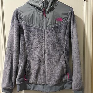 The North Face Women's Gray Teddy Jacket with Pink Accents